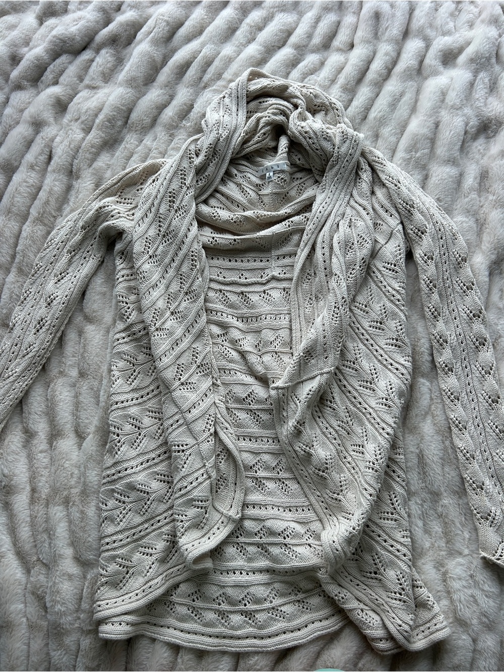 CAbi Open-Front Knit Cardigan Sweater - Cream